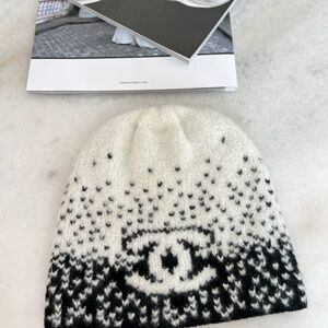 Black and white Chanel Beanie